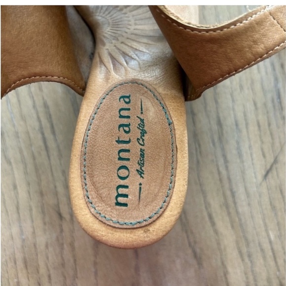 Montana tan Velcro strap block heel size 6M - Picture 6 of 7